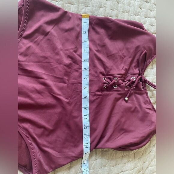 Mossimo Maroon One Piece Swimsuit with Low Back - Size XL - Picture 7 of 8